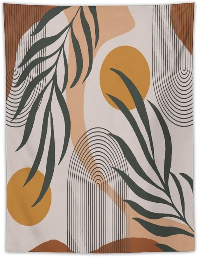 ICMOLYYENLO Boho Plant Aesthetic Tapestry, Abstract Medieval Arch Sun Home Aesthetic Wall Hanging For Bedroom Living Room Dormitory Tapestry 40x60 Inches