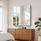 YIROMAN Bathroom Mirror 48"x40", Large Brushed Silver Bathroom Mirror for Over Sink with Aluminum Frame, Rectangular Vanity Mirror with Right Angle, Wall Mirror Hangs Horizontal or Vertical