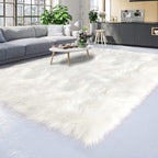 Latepis White Faux Fur Sheepskin Rug 4x6 for Living Room, Fuzzy Rugs Fluffy Washable Rug for Bedroom, Playroom, Luxury Room Decor, Rectangle