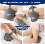Side Sleepers Knee Leg Pillow Leg Pillow for Side Sleeping with Strap,100% Memory Foam Wedge Contour Spacer Cushion for Back, Hip Knee Pregnancy Sciatica Pain Relief Free Sleep Grey