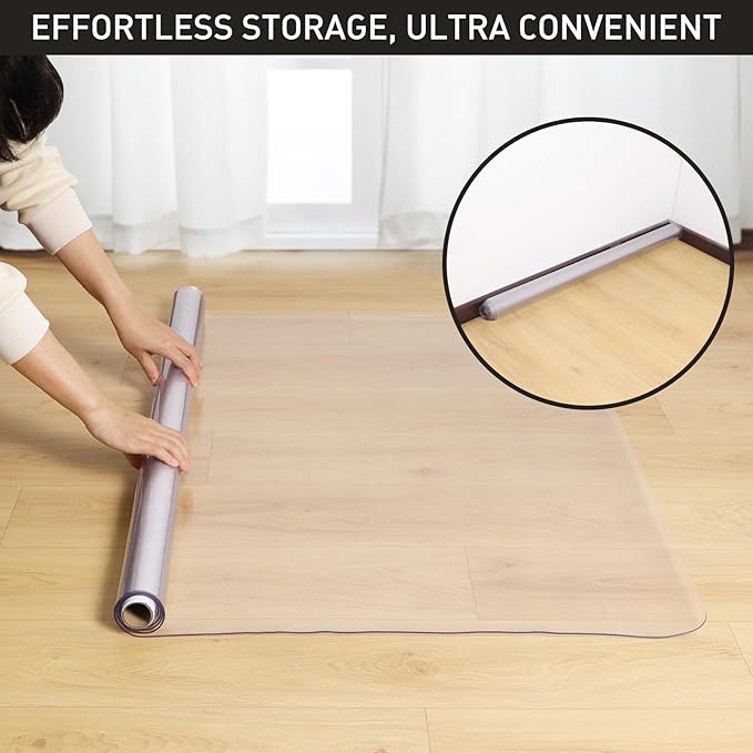 2'x10' Vinyl Runner Rug for Hallway, Clear Waterproof Kitchen Mat for Floor, Non-Slip Plastic Floor Mat for Entryway, Easy Clean Durable Area Mat for Bedroom, Laundry Room
