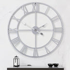 LEIKE 32" Large Modern Wall Clocks,Vintage,Round,Nearly Silent,Little Ticking,Battery Operated,Silver Metal Roman Numerals Clock for Living Room/Bedroom/Kitchen Wall Decor
