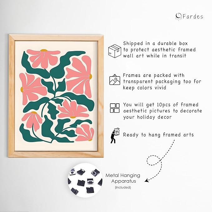 Kitchen Wall Decor, 10 pcs of Framed Kitchen Wall Art Prints, Natural Oak Frames, and Aesthetic Pictures Wall Decor, Sage Green Decor Wall Picture Set