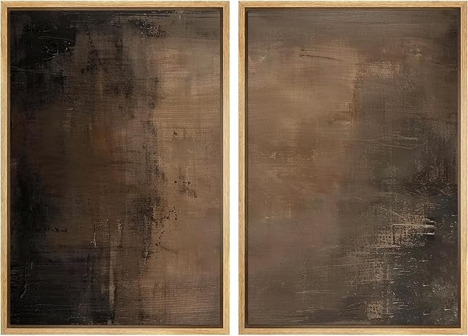 SIGNFORD Framed Canvas Print Wall Art Set Abstract Earthy Tones Modern Minimalist Abstract Shapes Illustration Modern Art Decorative Nordic Nature for Living Room, Bedroom, Office - 16"x24"x2 Natural