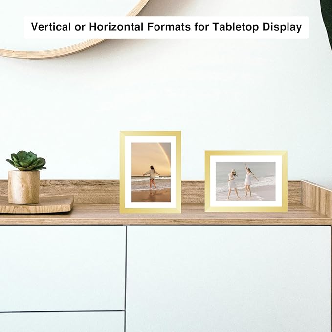 12 Packs 5x7 Picture Frames Bulk, Display 4x6 with Mat or 5x7 Without Mat, Gold Gallery Frame Set, 5 by 7 Frames Bulk Set of 12, Collage Wall Decor Photo Frame Set for Wall and Tabletop, Gold