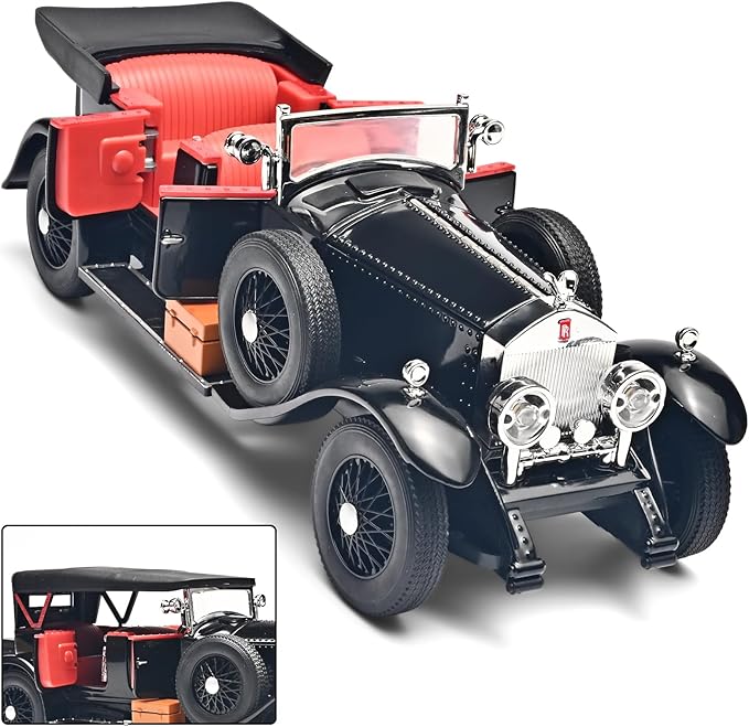 Model Car Kits Adults and Boys 1/24 Diecast Cars Phantom Generation Vintage Car Collectibles,Die Cast Metal Pull Back Cars with Lights and Sounds,Toy Cars for Boys Age 3-12（Black）