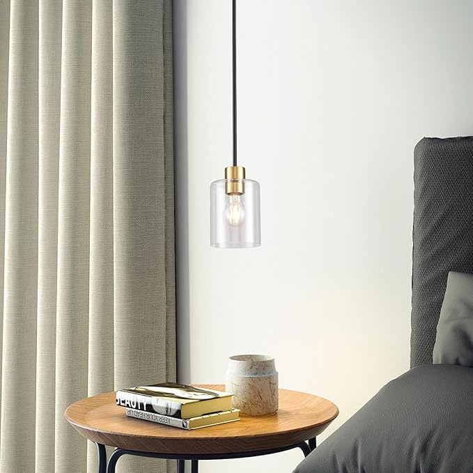 Black Brass Pendant Lights Kitchen Island - Clear Glass Pendant Light Fixture Multiple Stems Rods 3 Units 12 Inch 3 Units 4 Inch (1 Pack Black Brass Downrod)