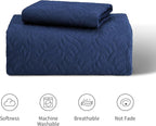 Love's cabin Twin Quilt Set Navy Blue Bedspreads - Soft Bed Summer Lightweight Bedspread Comforter - Modern Style Wave Pattern Coverlet for All Season - 2 Pieces (1 Quilt, 1 Pillow Sham)