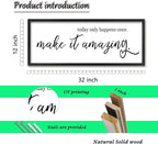 Inspirational Wall Art Today Only Happens Once Make It Amazing Sign 32"×12" Motivational Quote Farmhouse Positive Decor for Home Office Living Room Large Wood Framed Hanging (Black)