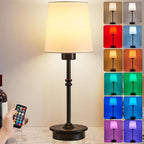 Rechargeable Cordless Table Lamp, Black Battery Operated Desk Lamps with Detachable LED Bulbs, 13 Colors Dimmable Bedside Lights for Bedroom, Bar, Night Light, Camping