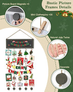 Bikoney Picture Frames Collage Photo Hanging Display Picture Board Wood Rustic Frames for Wall Decor with Blackboard and 30 Clips Weathered Grey