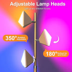 PARTPHONER RGB Tree Floor Lamp for Living Room, Stepless Dimmable Tall Standing Lamp with Remote, Touch Control and 3 Rotatable Light, Bright LED Lights for Bedroom with 4 Color-Changing, Gold