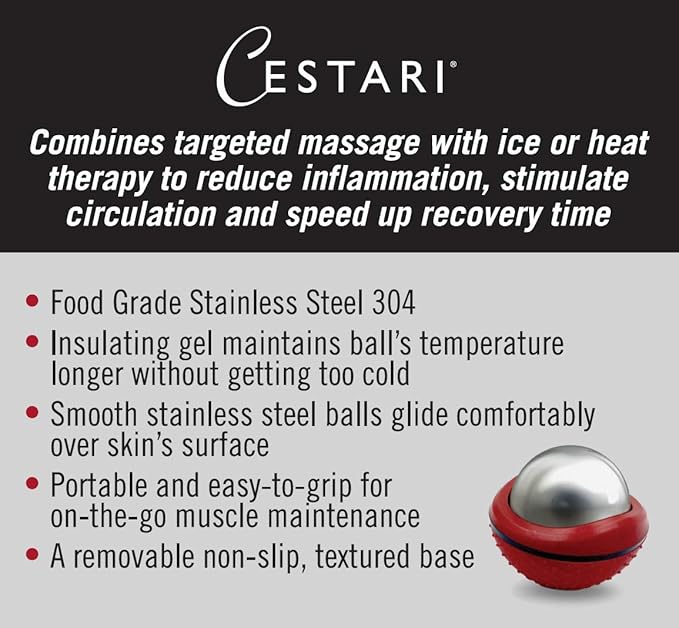 Cryosphere Massage Ball Hot Cold Roller Ball - Fast Muscle Pain Relief - Stainless Steel Balls for Heat or Ice Therapy - Feet Pain - Plantar Fasciitis- Back Ache - Foot Massager - 60 mm Ice Roller