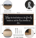 Bless the Food Before Us Sign Wall Decor 40"X15" Large Farmhouse Dining Room Wall Decor Framed Wood Rustic Home Wall Art Kitchen Decoration (Wood Black)