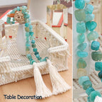 Agate Stone Hand Knotted Garland Modern Farmhouse Rustic Table Home Decor, 30inch Meditation Accessories with Tassel, Prayer Healing Beads Boho Wall Shelf Hanging Decoration (Lime Green)