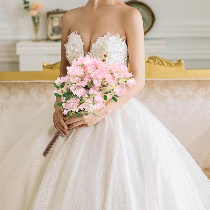 IPOPU 4Pcs Faux Pink Artificial Delphiniums, 24.8 Inch Long Stem Artificial Jacaranda Flowers for Tall Vases, Fake Delphiniums for Artificial Flower Arrangements, Home Party Decorations