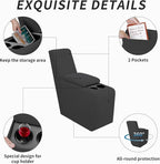 Easy-Going 2-Piece Recliner Console Cover for Reclining Loveseat Covers Stretch Jacquard Middle Console Cover for Recliner Couch and Sofa Dark Gray