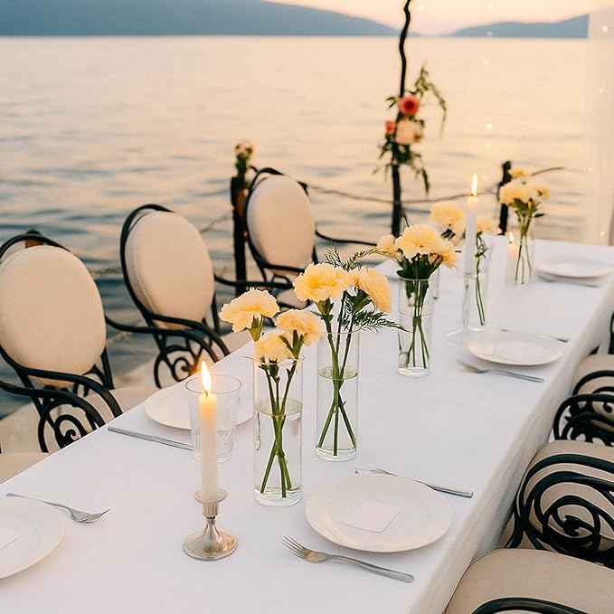 20 Pack 5.9" Tall x 1.8" Diameter Clear Glass Cylinder Vases - Multi-Use Flower Vase, Hurricane & Floating Candle Holders for Wedding Centerpieces, Home Decor, Table Displays