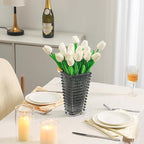 MCMCNCUIU Crystal Vase, Large Crystal Vases for Flowers, Black Large Flower Vase, Modern Glass Vases for Living Room, Bedroom, Kitchen, Dining Table, Mantle, Wedding, 9 Inches