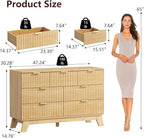 Fluted Dresser for Bedroom,7 Drawer Dresser for Closet,Storage Cabinet and Chest of Drawers with Gold Handle,TV Stand,Storage Organizer for Living Room,Hallway,Entryway,White