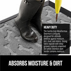 GORILLA GRIP 100% Waterproof All-Season WeatherMax Doormat 35x23, US Designed Natural Rubber, Stain and Fade Resistant, Low Profile Indoor Outdoor Door Mats, Easy Clean Patio Mat, Light Gray Bones