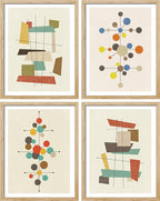 SIGNWIN Adhesive Canvas Poster Mid-Century Modern 1960s Vintage Nordic Polygons Abstract Geometric Digital Art Modern Art Decorative Zen Multicolor Minimalism for Bedroom - 12"x16"x4