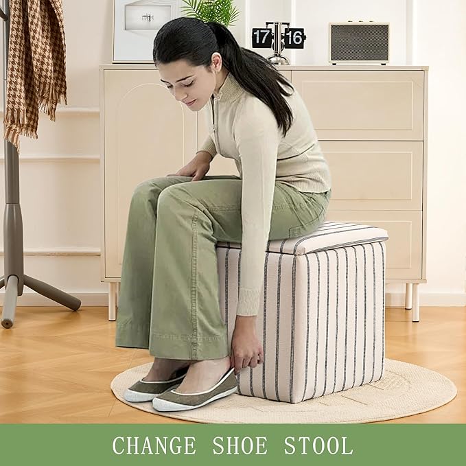 Wimarsbon 18inch Storage Ottoman with Detachable Tray, Mid Century Large Capacity Oversized Ottomans, Multifunctional Small Center End Tables, Suitable for Modern Home Styles (Square)