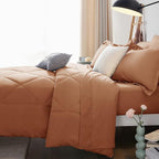 CozyLux Queen Comforter Set Pumpkin - Bed in a Bag Queen Size 7 Pieces, Luxury Soft Bed Set for All Seasons, Bedding Set with Down Alternative Comforter, Sheets, Pillowcases & Shams