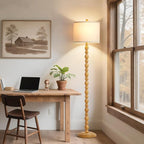 Luvkczc 62" Rustic Floor Lamp with 3 Color Temperatures, Retro Farmhouse Standing Lamp for Living Room, Bedroom, Corner, Dining Room - Rotary Switch Resin Floor Lamps for Home (Brown)