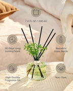 M&SENSE Reed Diffuser Set with 7 Sticks | 7.0oz Lily of The Valley & Cedarwood Scent, Flame Free Fragrance Diffuser for Guestroom Shelf, Long Lasting Floral Diffuser with Baby's Breath Flower Gifts
