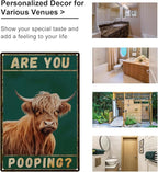 ALKB Funny Highland Cow Are You Pooping Metal Signs Vintage Farmhouse Bathroom Wall Decor Highland Cow Lovers Gift 8 x 12 Inch