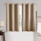 MIULEE 100% Blackout Linen Textured Curtains for Bedroom Solid Thermal Insulated Copper Brown Grommet Room Darkening Curtains & Drapes Luxury Decor for Living Room Nursery 42 x 63 Inch (2 Panels)