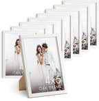 Haus and Hues 4x6 Picture Frame Wood - Set of 9 Natural Wood Frame 4x6, White Photo Frame 4x6 for Walls, 4x6 Wood Picture Frame, 4 by 6 Picture Frame, 4x6 Frames for Pictures (Standalone White Oak Frame)