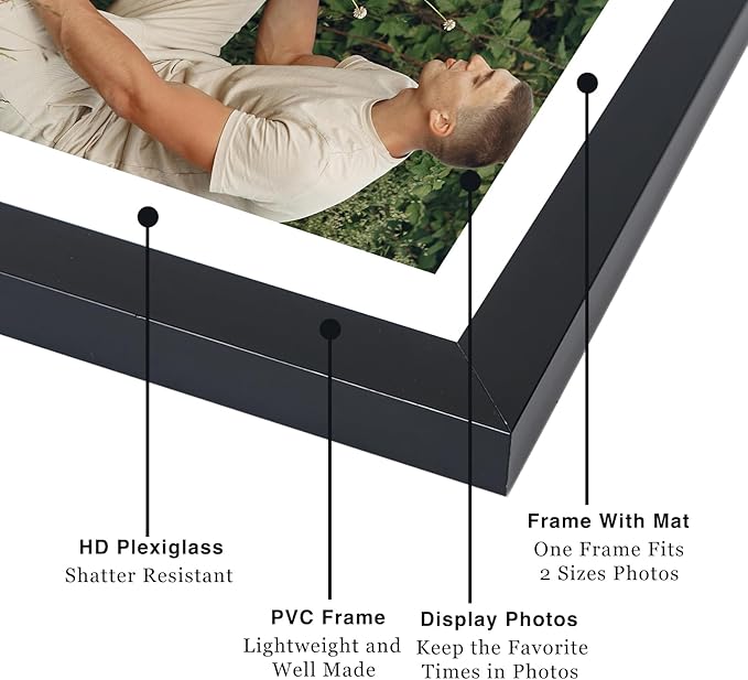 12 Packs 8x12 Picture Frames, Display 6x8 with Mat or 8x12 Without Mat, Gallery Wall Frame Set, 8 by 12 Frames Bulk Set of 12 Collage Wall Decor Photo Frames Set for Wall and Tabletop, Black