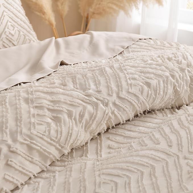 Andency Khaki Oversized King Comforter 120''x120'', 3 Pieces Khaki Super King Soft Boho Bedding Set & Collections, Farmhouse Tufted Fluffy Bed Set for All Seasons (1 Comforter, 2 Pillowcases)