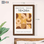 VCK 16x24 Picture Frame 3 Pack, Brown Wood Poster Frame with Exclusive Wood Grain, Wall Mounting Hanging