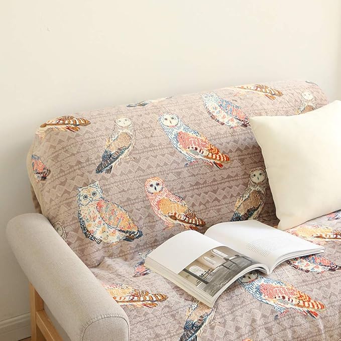 UKELER Flannel Sherpa Throw 80'' x 60''- Cute Colorful Owl Design Soft Plush Flannel Blanket Throws for Bed/Couch/Sofa/Office/Camping