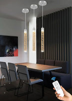 Mini 1 Light Chrome Crystal Pendant Lights,Modern Led Kitchen Island Hanging Light Fixture,Adjustable Pendant Lighting for Kitchen Island,Dimmable 2700k-6000k