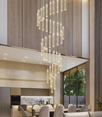 40 Lights Modern LED Crystal Chandeliers for Staircase 236'' Long High Ceiling Chandelier Dimmable Spiral Crystal Chandelier Hanging Light Fixture for Entryway Staircase Foyer Hallway