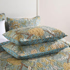 ENASAL Cotton Bedspread Quilt Sets Reversible Bedding Coverlet Sets Comforter, Vintage Floral Farmhouse Pastoral Turquoise Bedspread, Queen Size