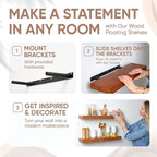 Homeforia Oak Floating Shelves 30 inch Long, High End Solid Real Wood 30inch Floating Shelves for Wall Mounted, Honey Oak Wooden 30in Floating Shelf, Heavy Duty Bracket, 30 X 6.5 X 1.75 in, Set of 4