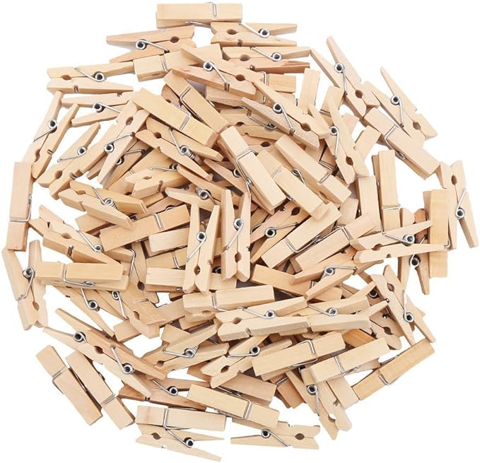 DECORA 3.5cm Sturdy Natural Wooden Mini Clothespin 100 Pieces in One Package