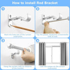 Curtain Rods for Windows 16 to 48 Inches, Curtain Rod Max Adjustable Length of 60 IN, 6/8" Diameter Drapery Rods Round Finials, Satin Silver, Pack of 2