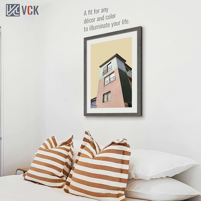 VCK 20x30 Frame 3 pack, Grey Solid Wood Poster Picture Frame, Exclusive Wood Grain, Wall Mounting Hanging