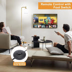 Floor Lamps for Living Room - Industrial Standing Lamp with Remote Control Glass Shade, Modern Gold Floor Lamp with LED Bulbs, Tall Lamp for Bedroom Office - Gold