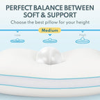 Bed Pillows Queen Size - Premium Luxury Hotel Quality Cooling Bed Pillows for Sleeping,Soft Fluffy & Memory Foam Filling,Support Loft Gusseted Bed Pillows for Side and Back Sleepers (Low)