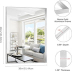 Silver Bathroom Mirror, 36x48 Inch Rectangular Deep Frame Mirror, Large Wall Mounted Bathroom Vanity Mirror Over Sink for Bedroom,Restroom, Living Room, Hangs Vertically or Horizontally