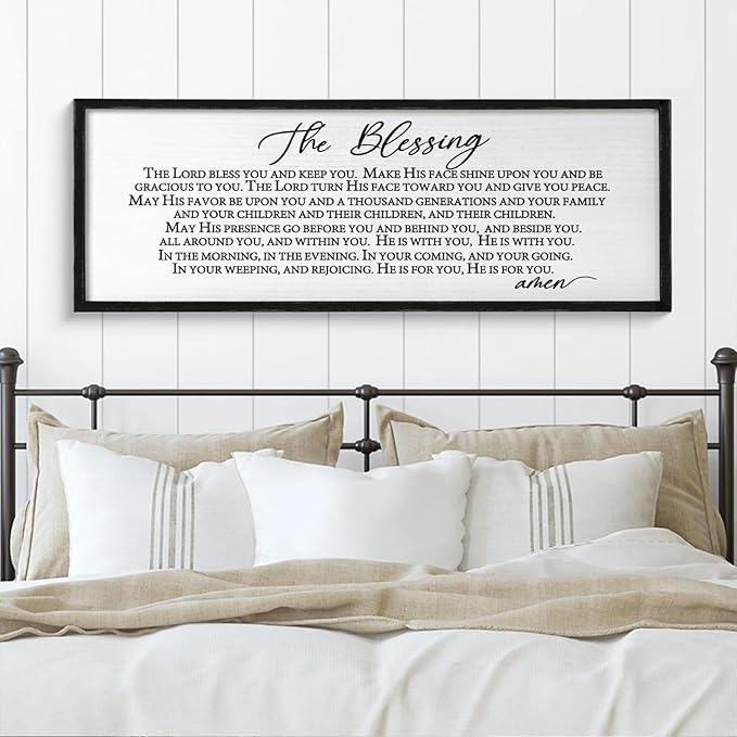 The Blessing Christian Song Lyrics Wall Decor Art 24"X10" Quote Christian Bible Verse Religious Scripture Wall Sign (Black)