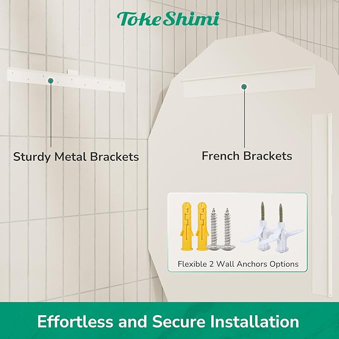 TokeShimi 20x28 Irregular Wall Mirror Beveled, Frameless Mirror Bathroom Stylish, Shatterproof Decorative Oval Bathroom Vanity Mirrored Round Modern for Living Room, Entryway, Restroom