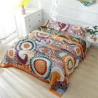 MSGKV Boho Throw Blanket for Bed Couch,100% Cotton Throw Blankets 80''x 90'' Mexican Super Soft Blanket Travel Picnic Blankets Versatile Knit Woven Blanket Boho Decor